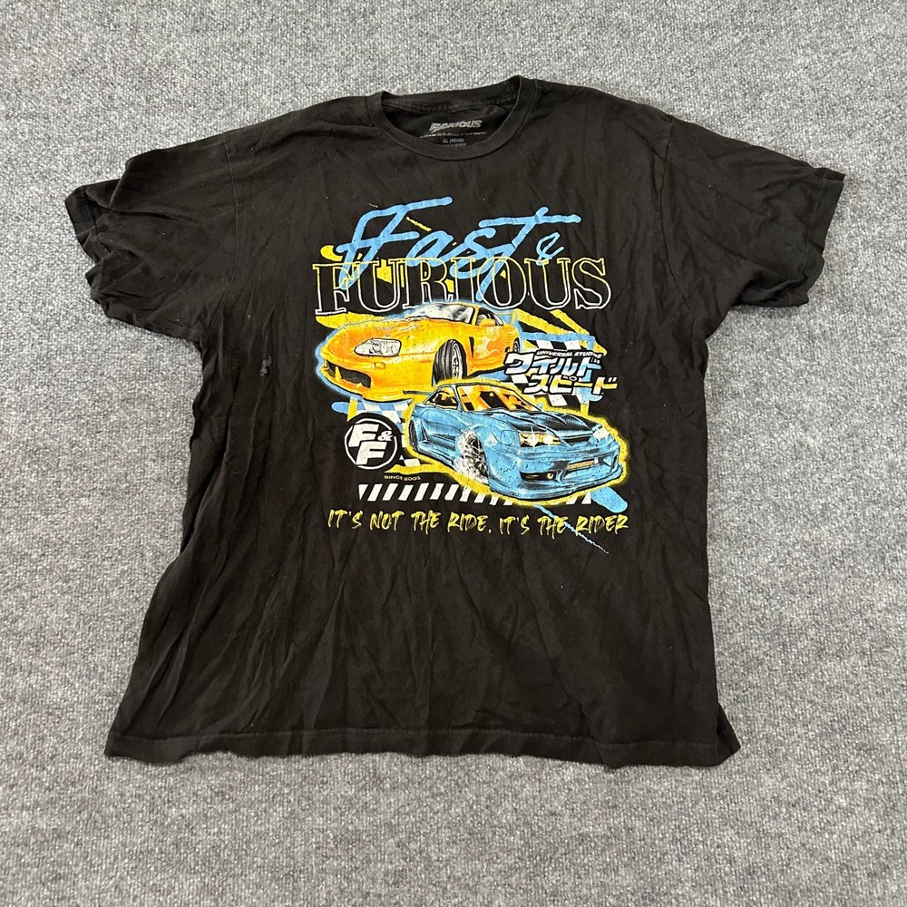 Fast & Furious T-Shirt Mens Size XL Black Cotton Graphic Tuner Cars Streetwear